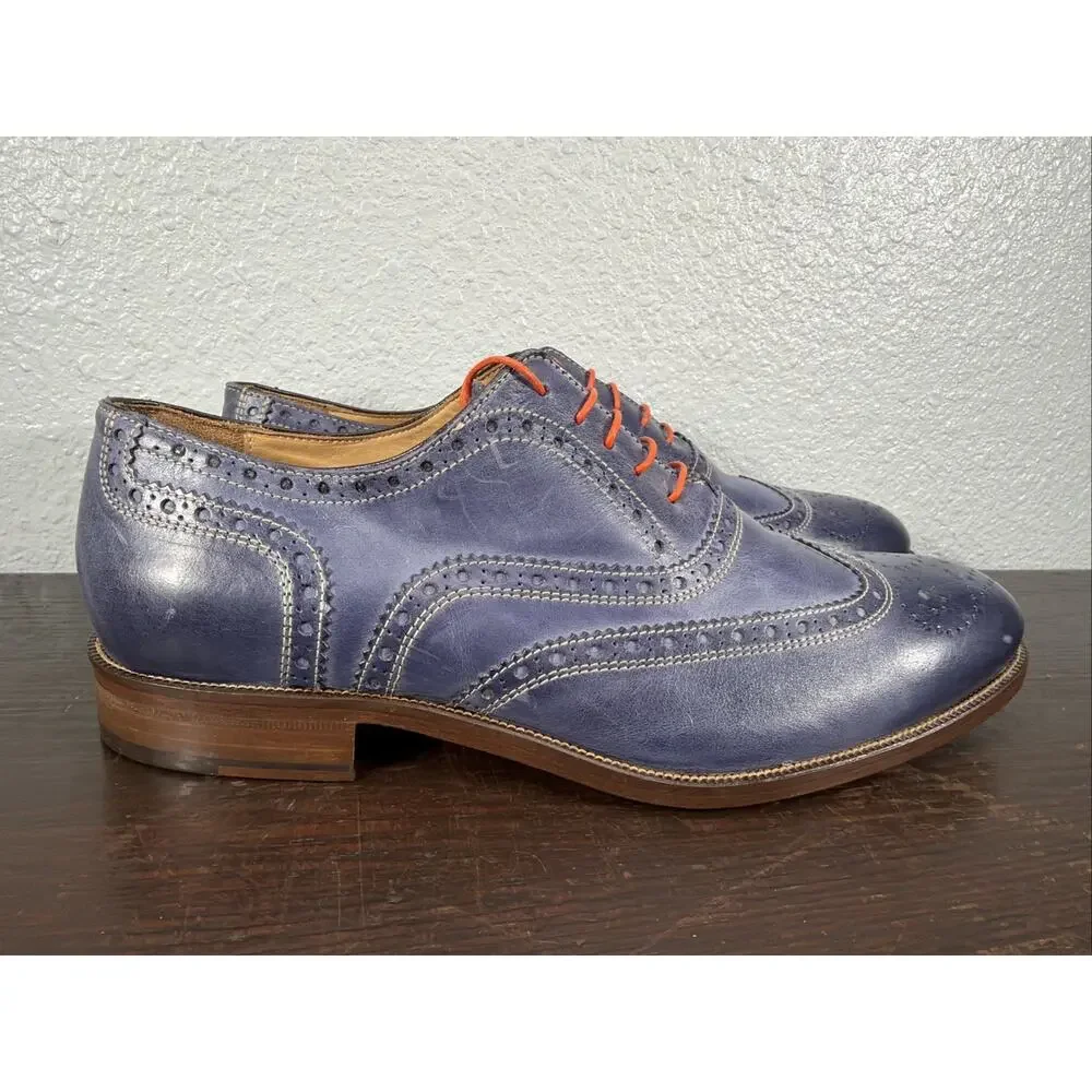 Cuoio Meattini Italian Wingtip Blue Oxford Dress Shoes US 10.5 EU 44
